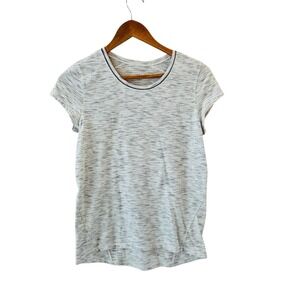 Lululemon Another Mile‎ Short Sleeve Top Womens 6/8 Tiger Space Dye Alpine White
